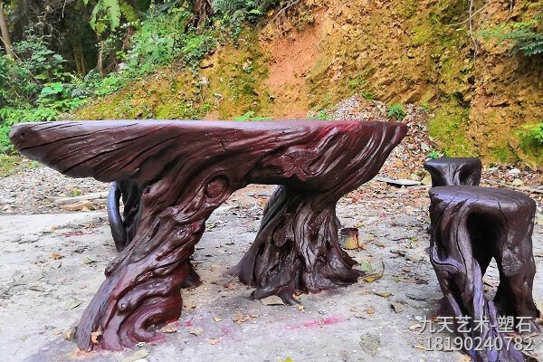 室外水泥仿木桌子 室外水泥仿木桌子